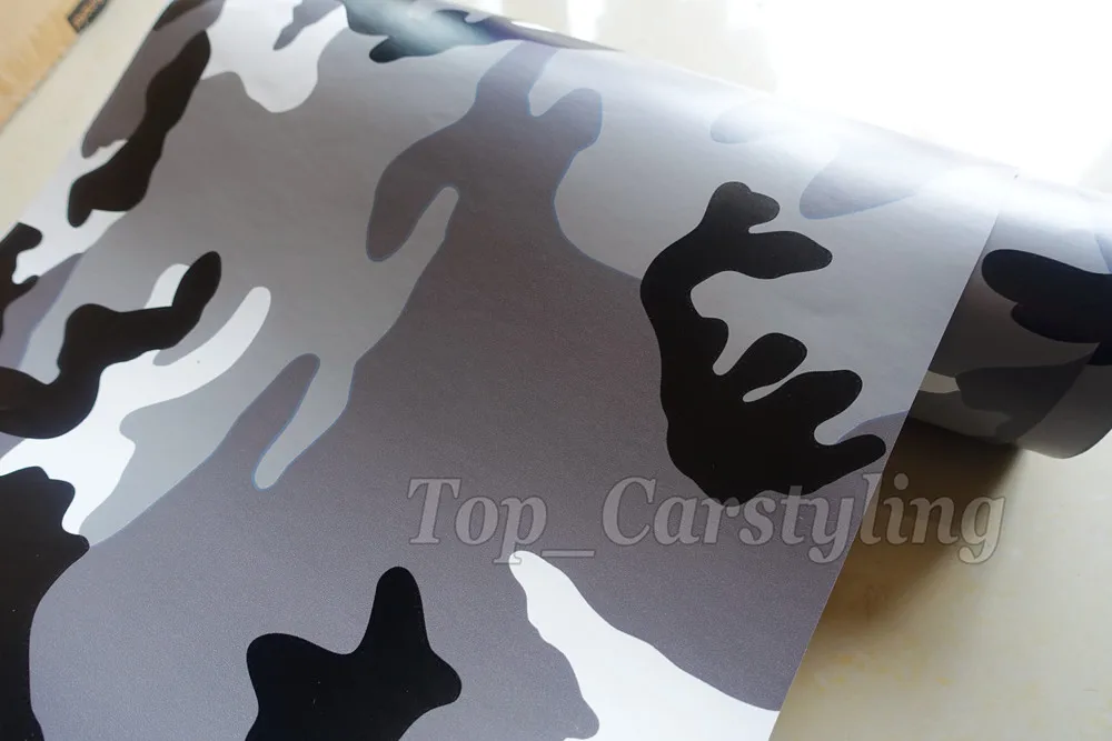 Black white grey arctic camo vinyl car wrapping films (2)