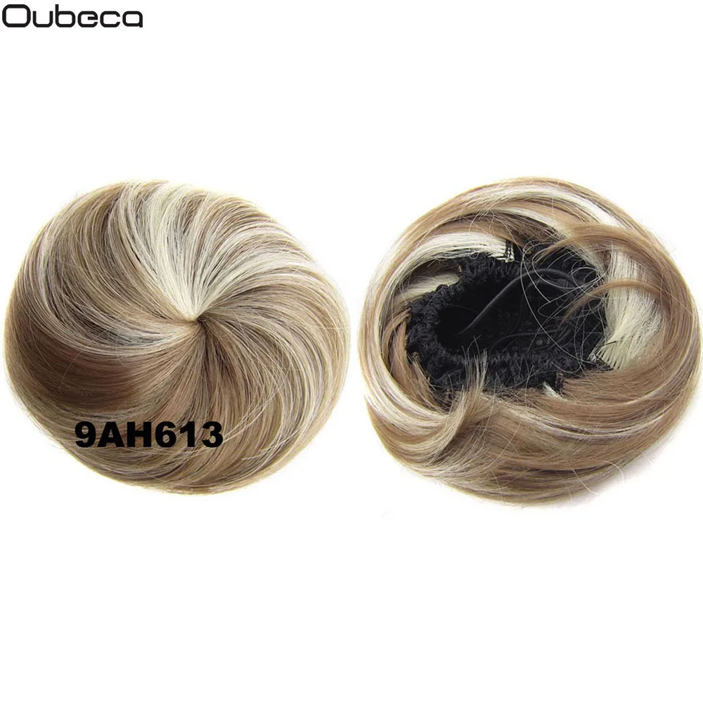 Oubeca синтетический шнурок волос булочка прямые короткие волосы булочки Dount шиньон Updo покрытие конский хвост расширения для женщин - Цвет: 9AH613