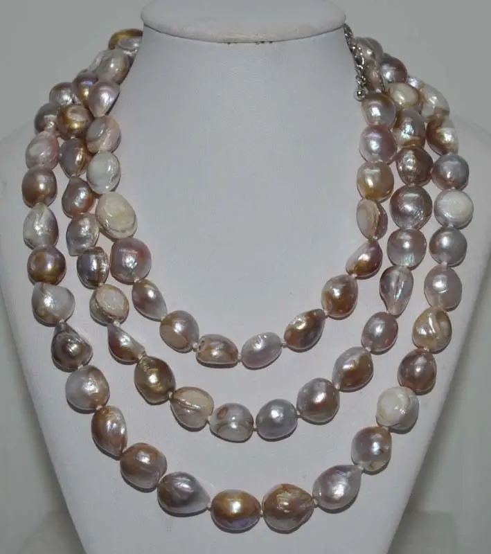 

Free shipping hot sale Women Bridal Wedding Jewelry >>Natural Rare purple 12*15mm Baroque Cultured Pearl Necklace 48" J9288