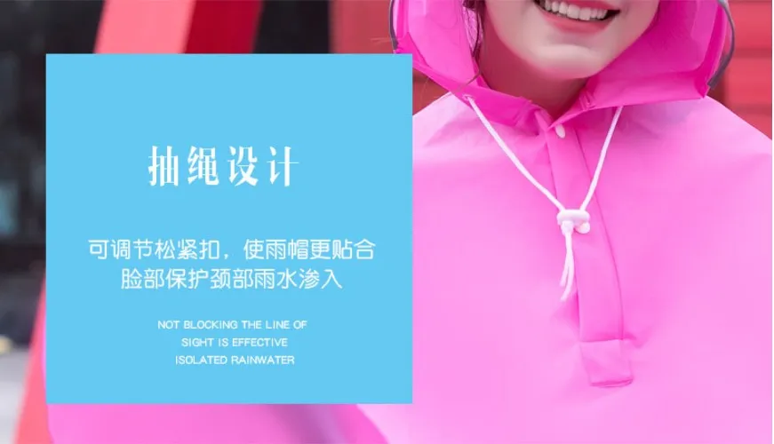 33.2018 new design Cheap to carry Hood Big hat Reflective Strip waterproof Rain Capes Plastic Bicycle Motorcycle Rain Poncho