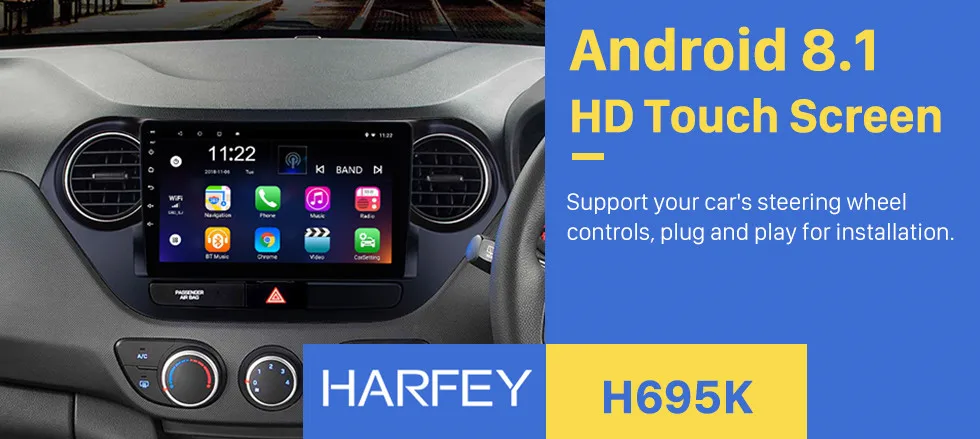 Clearance Harfey GPS Car Radio Multimedia Player For 2013 2014 2015 2016 HYUNDAI I10 Grand i10 RHD Android 7.1/8.1 2Din Wifi Head Unit 0
