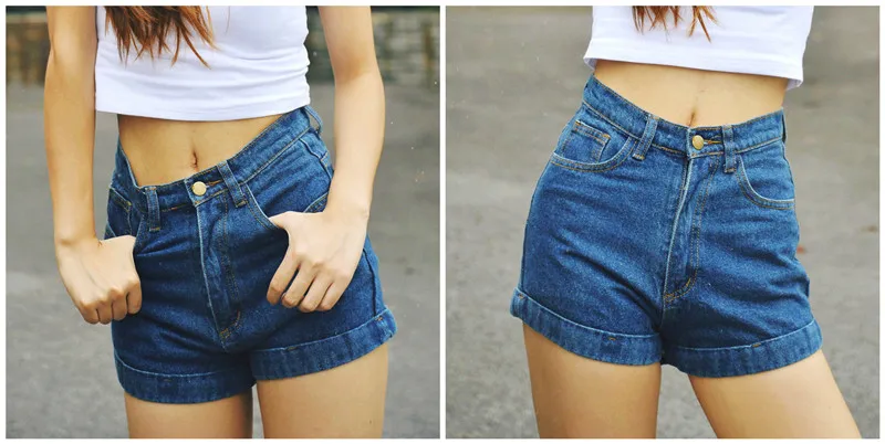 GCAROL Euro Style Women Denim Shorts Vintage High Waist Cuffed Jeans Shorts Street Wear Sexy Shorts For Summer Spring Autumn 11