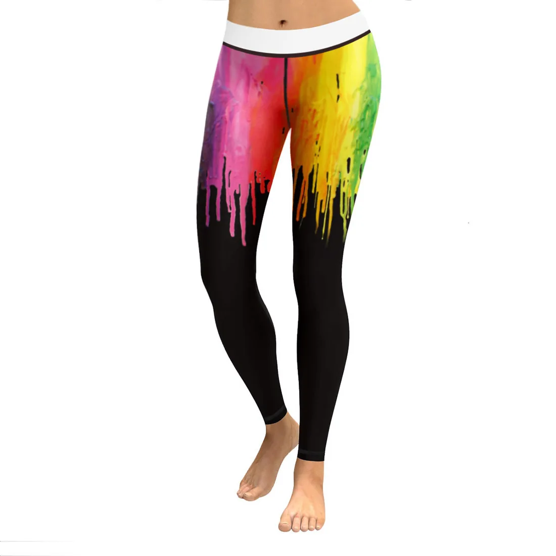 Multicolor Gradient Color Sexy Women Leggings pigment Print Quick Dry