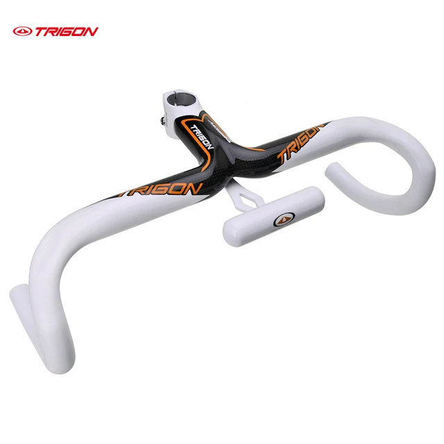 Best price at $346 Cheap TRIGON RB126 one piece integrated full carbon fiber road racing bike bicycle handlebar carbon bent handlebar road bar white