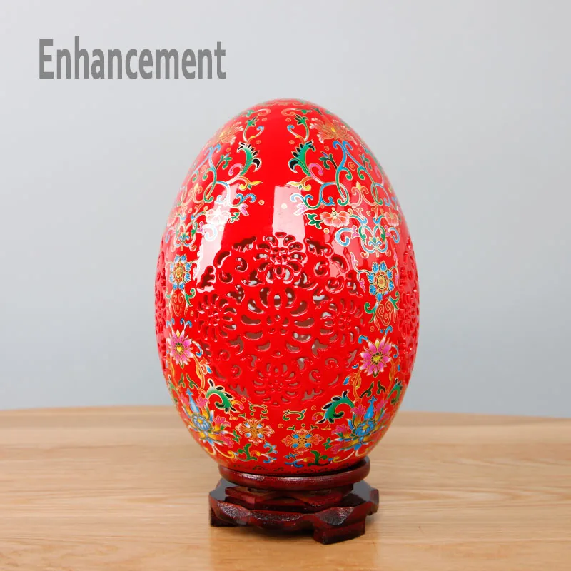

Red Crystal Glaze Jingdezhen Ceramic Vase Chinese Style Pierced Lucky Egg Vase Wedding Gifts Home Handicraft Furnishing Articles