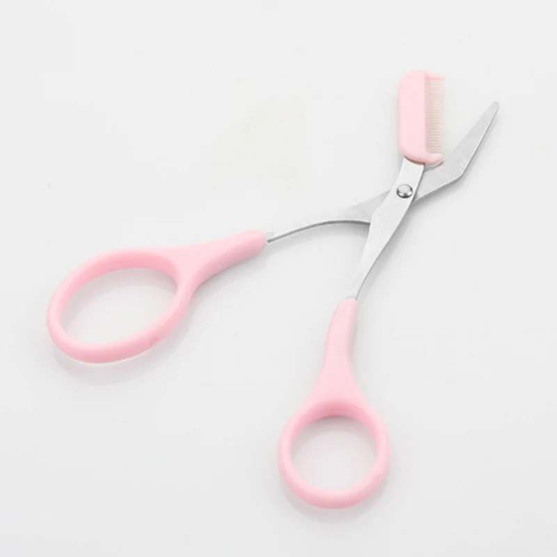 Shellhard 1pc Portable Women Eyebrow Trimmer Scissors Comb Eyelash Hair Cutter Remover For Makeup Tool