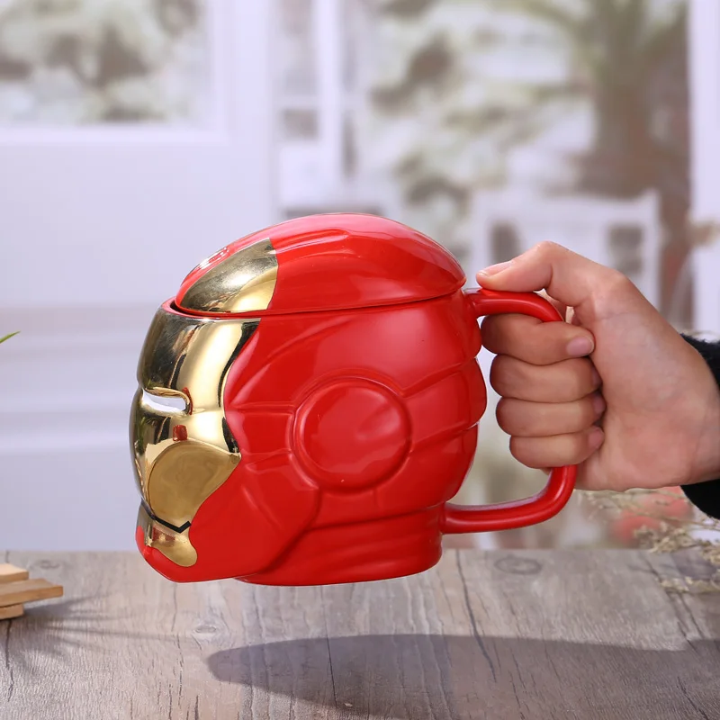 3D Герой Железный человек кофейные кружки мультфильм Керамические чашки с бутылка для воды с крышкой молоко чашка для завтрака Мстители посуда для напитков дети лучший подарок