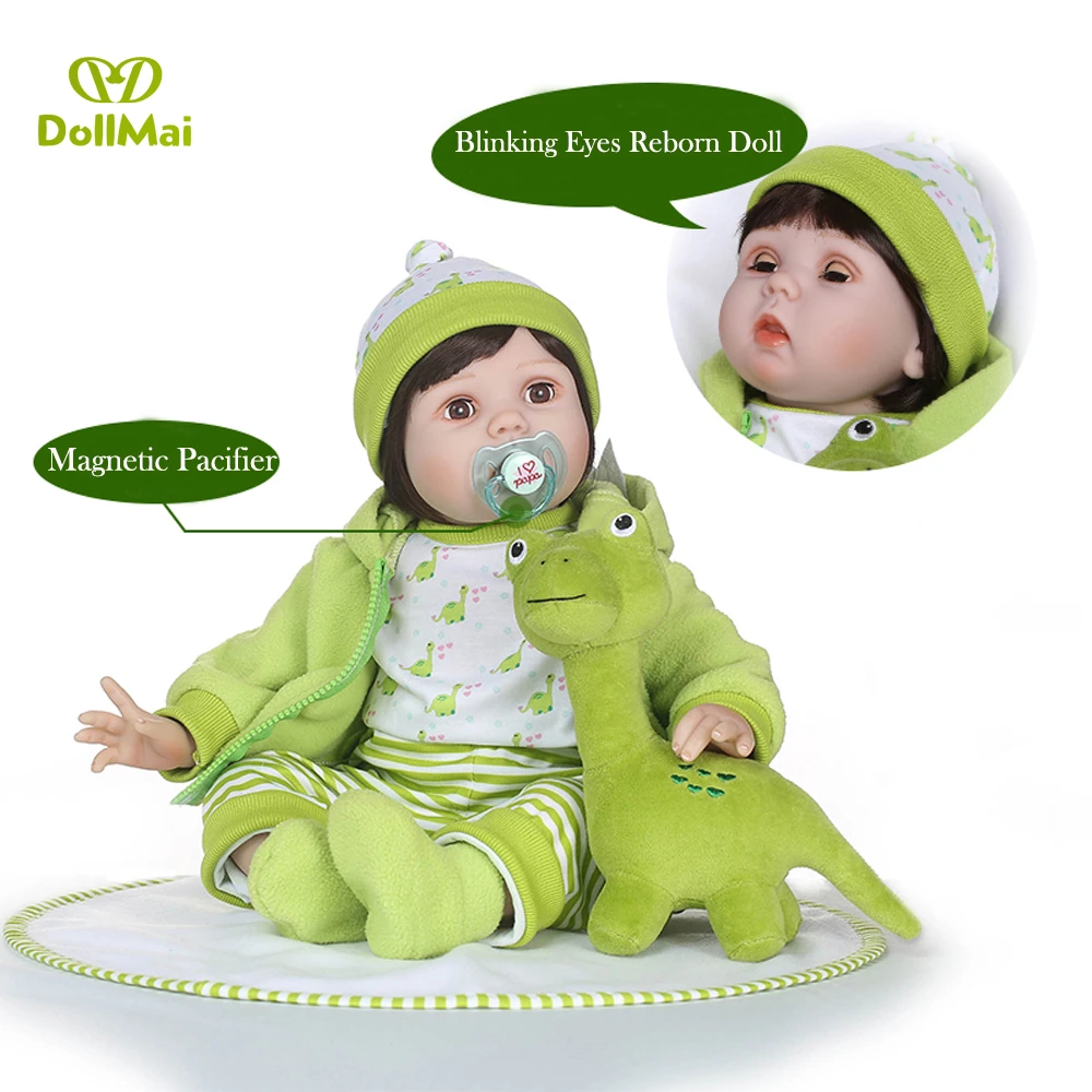 22 Fille Poupee Reborn Bebes Silicone Vinyle Enfants Jouet Clignotant Yeux Vert Bete Couverture Poupee Bebe Vivant Reborn Bebes Poupees Aliexpress