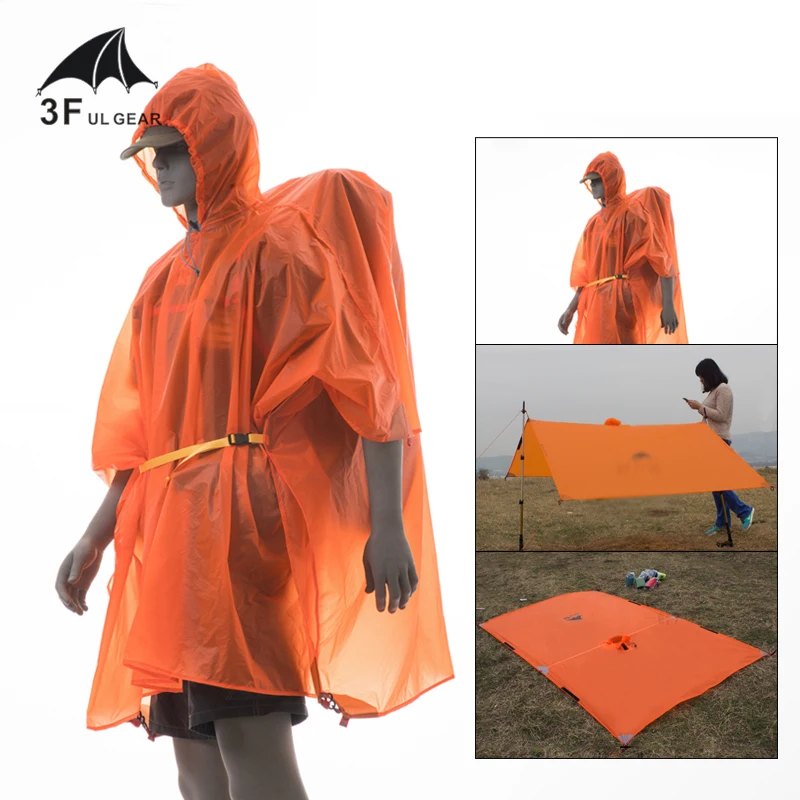 

3F Ul Gear Ultralight Rain Jacket Single Person Hiking Cycling Raincoat Camping Poncho Mini Tarp Multifunction Sun Shelter Tarp
