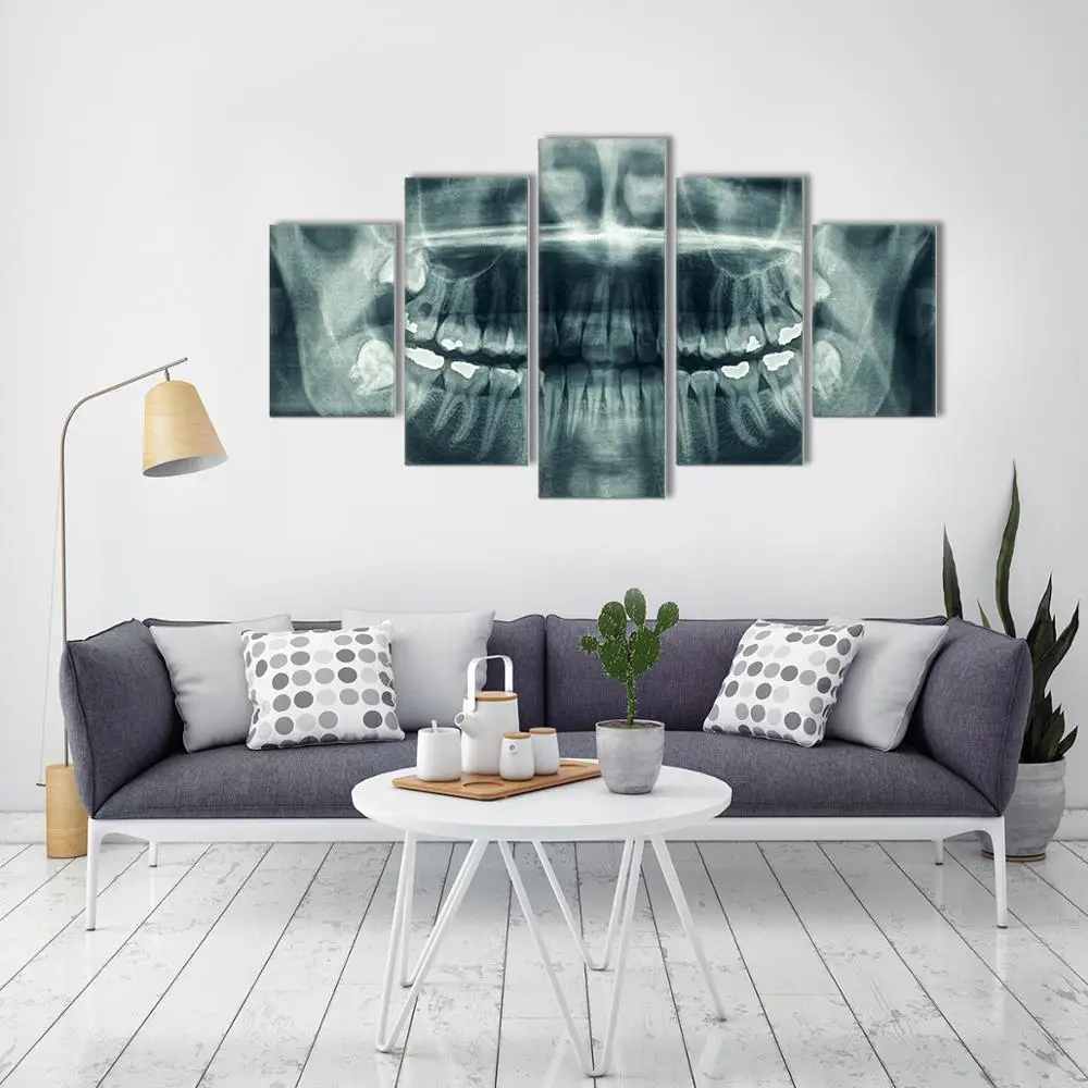 

HD Printed 5 Pieces/set Astract Skull tooth Canvas Painting Picture Home Decor On Canvas Modern Wall Prints Painting Pictures