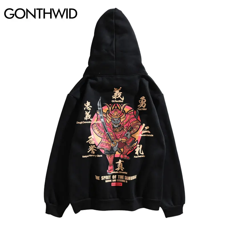 2019 Japanse Samurai Gedrukt Fleece Hoodies Sweatshirts Mannen Herfst Hip Hop Mannelijke Toevallige Trui Streetwear Fashion Hoodies