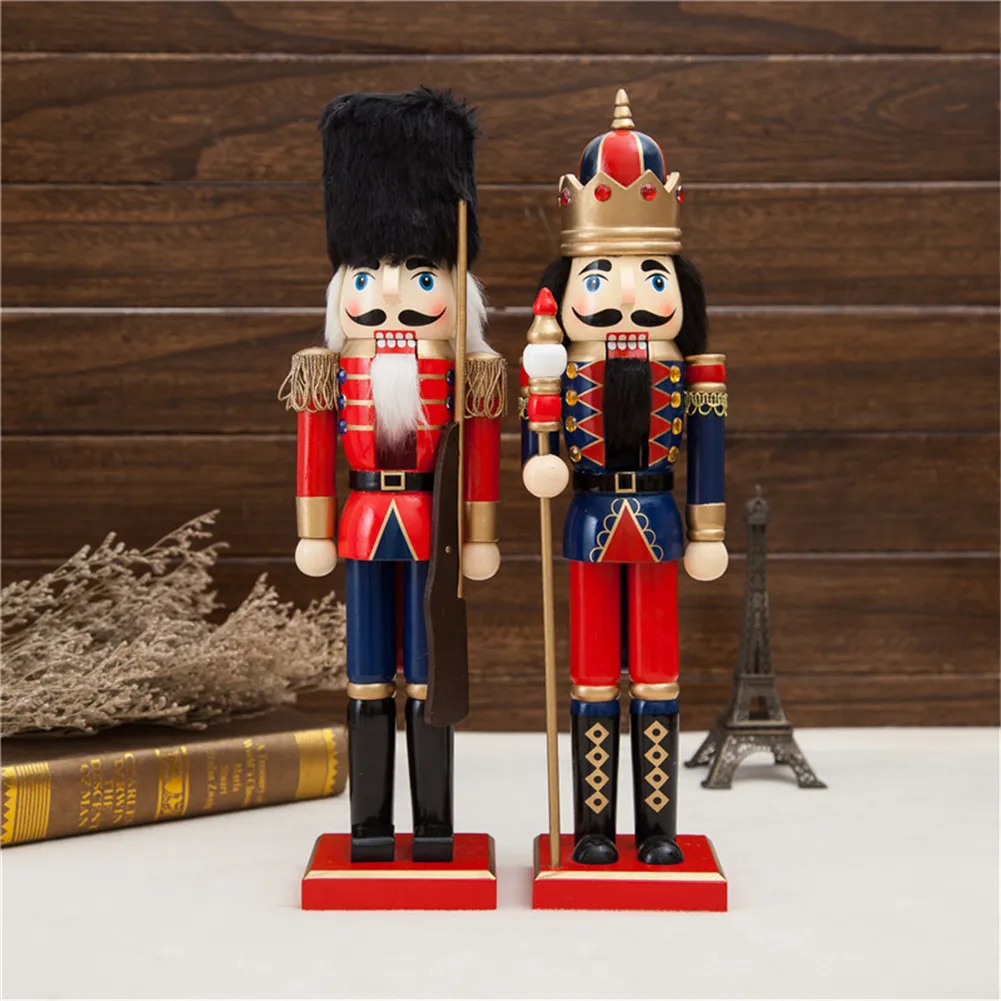 Деревянные поделки 38 см, кукла в форме солдата щелкунчика, рождественский подарок, украшение стола для офиса, дома, рождества