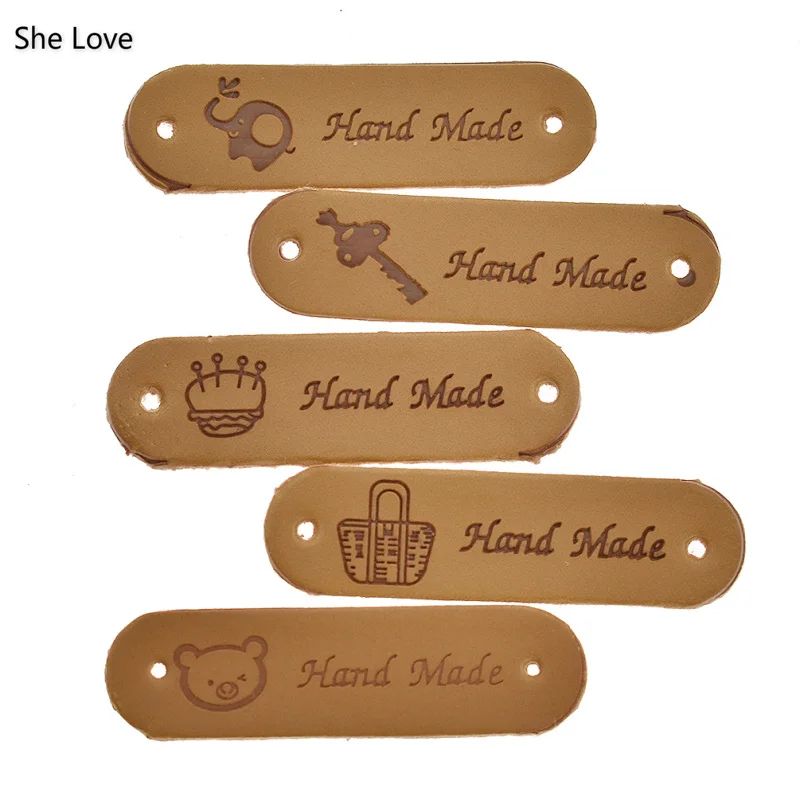 

She Love 20PCs Handmade PU Leather Sewing Garment Labels Household Textile Patchwork Apparel Accessories