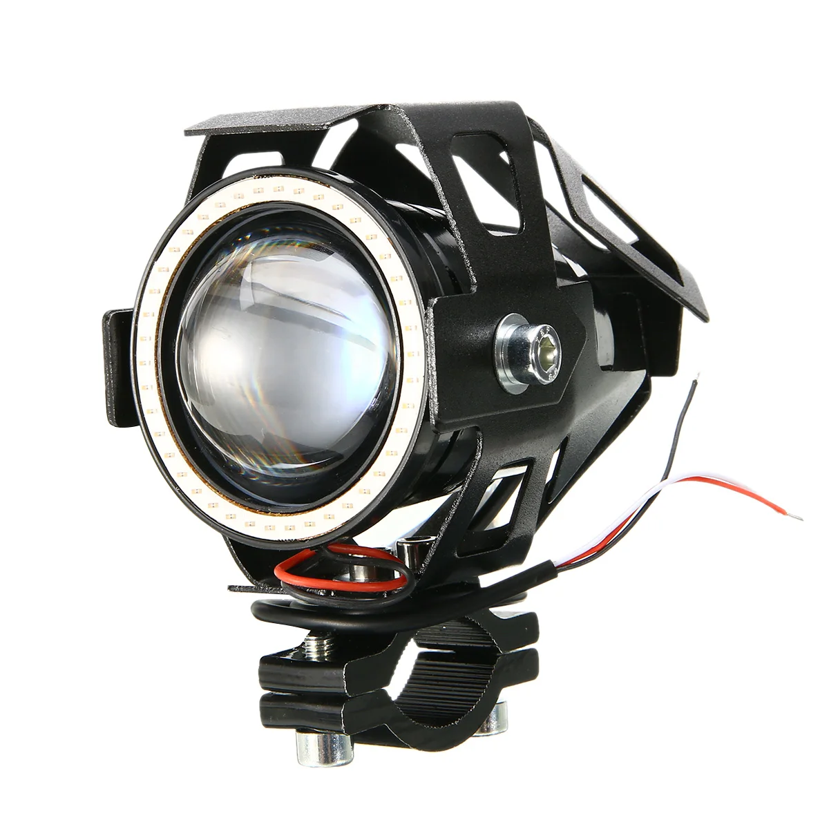 

2PCS/SET High Quality 125W U7 Motorcycle LED Angel Eyes Headlight Fog Spot Light High/Low Beam Lamp with Button Switch