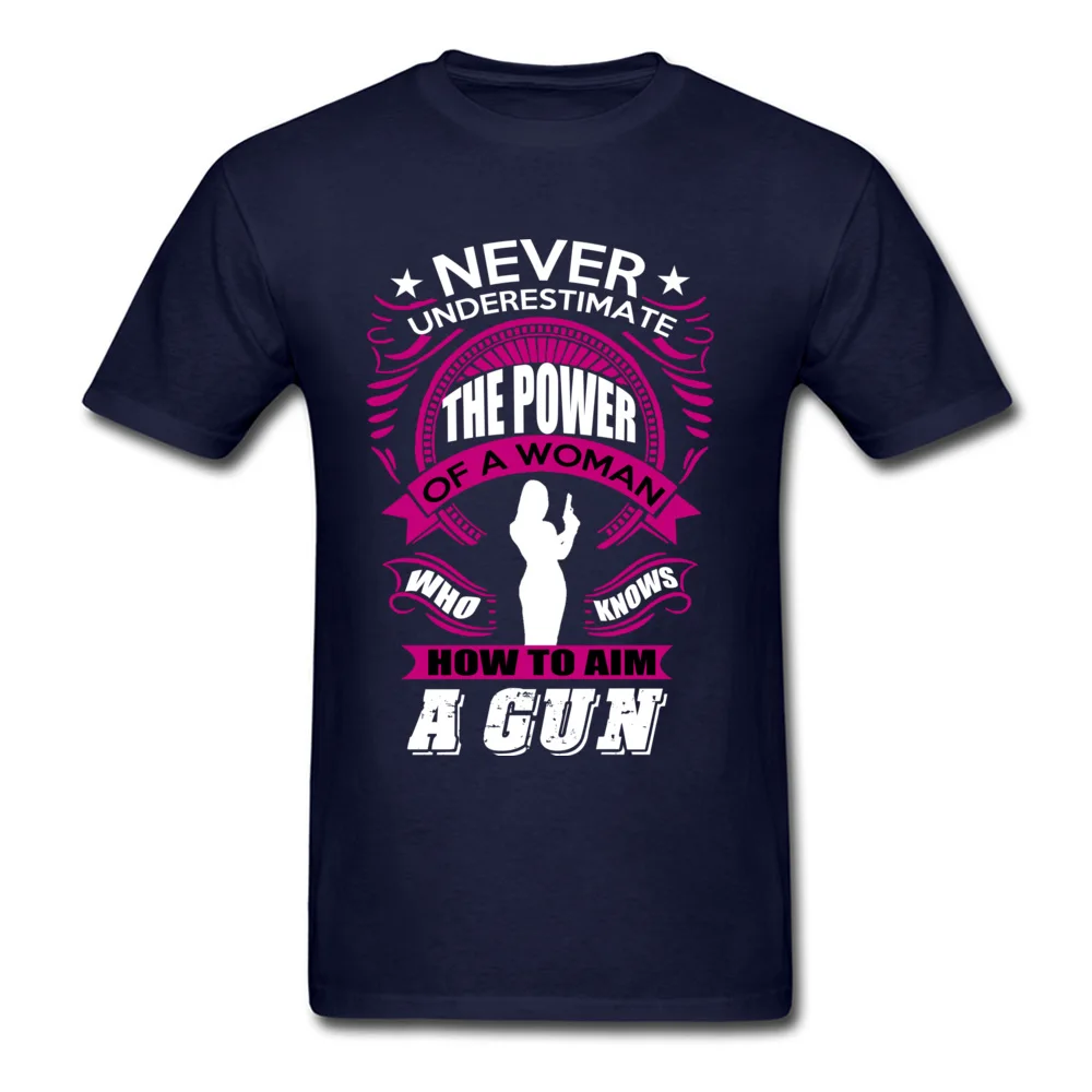 Casual A WOMAN WITH GUN Unique Short Sleeve VALENTINE DAY Tops Shirt 2018 Popular O Neck Cotton Fabric T-shirts Men Top T-shirts A WOMAN WITH GUN navy