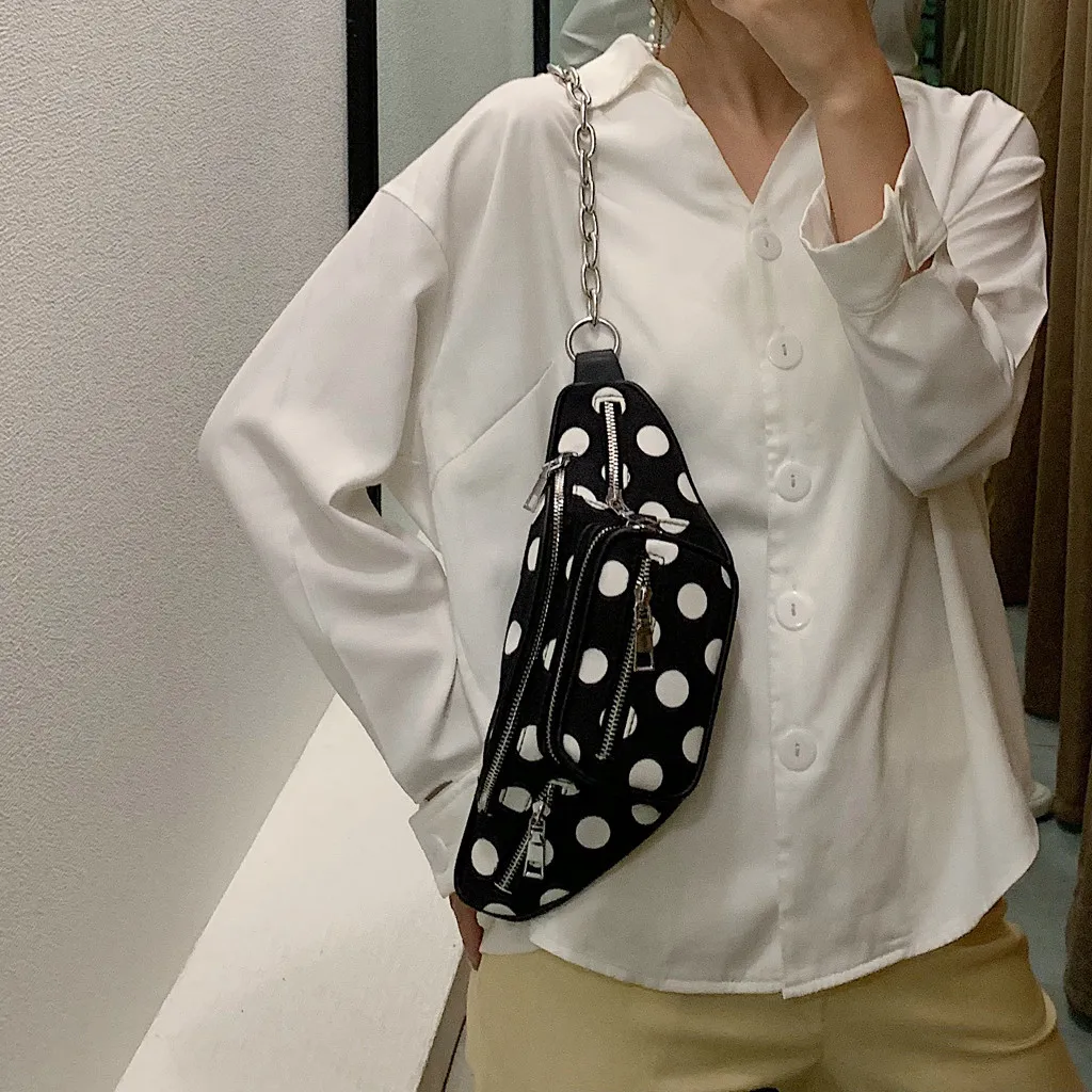 Модная сумка на пояс Женская милая кожаная сумка в горошек на плечо цветная через плечо супер качественная Женская поясная сумка в подарок