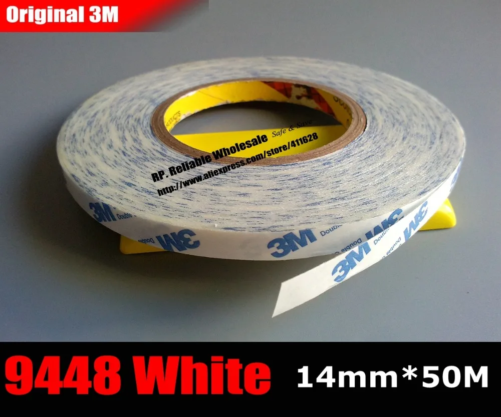 14mm 50M 0 15mm White 3M Strong Bond Double Sided Sticky Tape 9448A For Metal