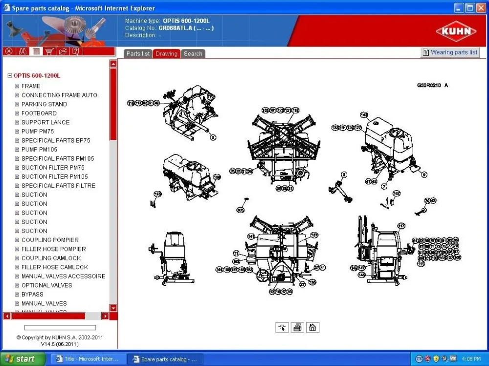 Kuhn agricultural equipment Parts catalog-in Software from