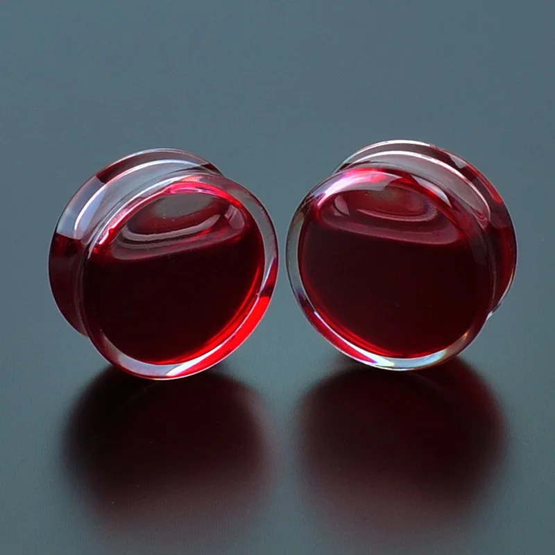SwanJo 1Pair Red Liquid Blood Ear Gauges Acrylic Ear Plug Earrings