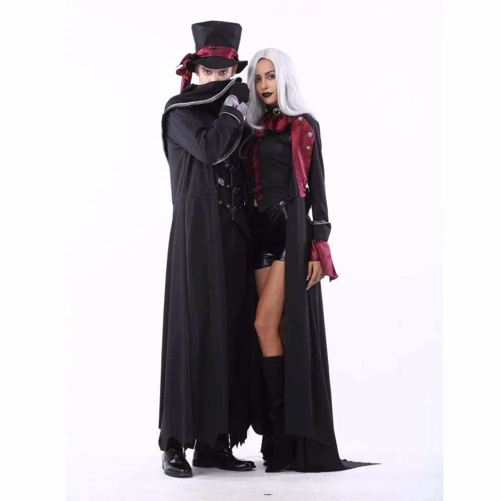 New Adult Vampire Costumes Women Mens Halloween Party Vampiro Couple Movie Cosplay Fancy Outfit Clothing Dresses