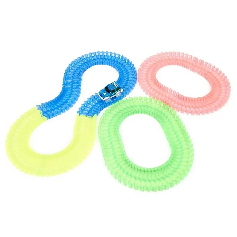 220 track colorful LED Car DIY Miraculou Glowing Race Track Bend Flex Flash in the Dark Assembly Car Toy For Children Gift TV BI (1)