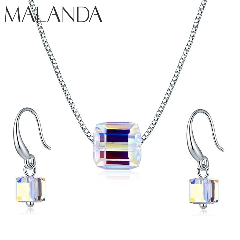 

Malanda Fashion Square Lochrose Crystals From Swarovski Set Necklaces Drop Earrings For Women Jewelry Sets Wedding Party Gift