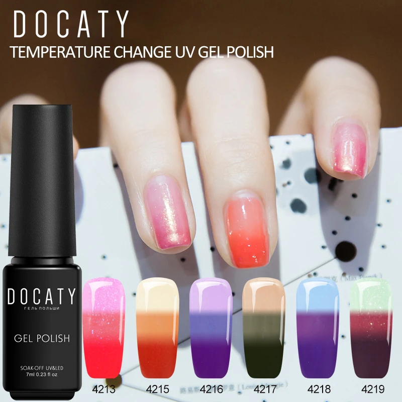 Docaty дизайн ногтей отмачиваемый Светодиодный УФ гель для термальный