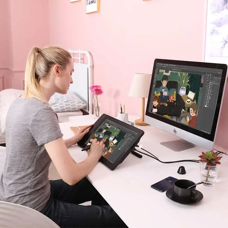 Kaufen GAOMON PD1560 15,6 zoll IPS HD Kunst Grafiken tablet Monitor 8192 Leverls Druck Empfindlichkeit Stift Display   Zeichnung Tablet Handschuh