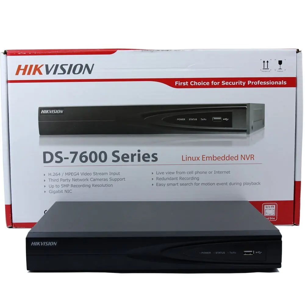 NVR Mini IP DVR 16CH CCTV Recorder English Version Hik DS 7616NI E2 8P 5MP1080P 2SATA