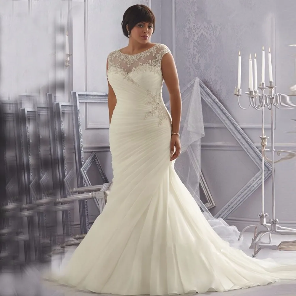 2019 Discount Wedding Dresses Scoop Cap Sleeves Opulent Ivory