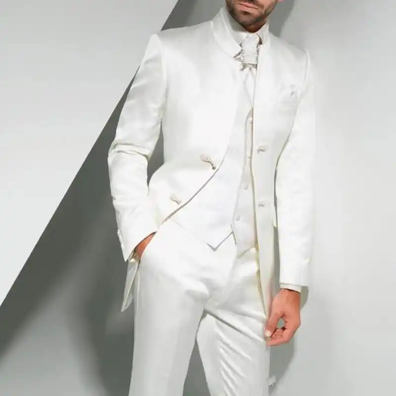 Esmoquin Vintage Largo Blanco Para Boda Para Novio 2018 Trajes Formales Para Hombres De Tres Piezas Hechos A Medida Chaqueta Pantalon Chaleco Terno Aliexpress
