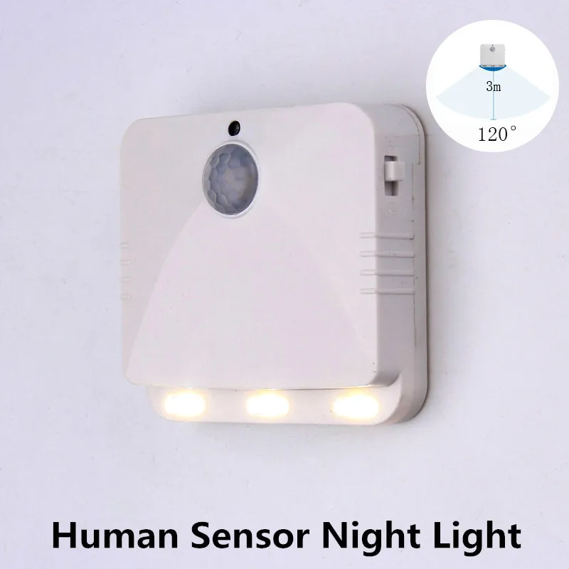 

Wireless Night Light Intelligent PIR Body Motion Auto Sensor LED Bathroom Kitchen Night Lamp Battery Operated White Light DC4.5V
