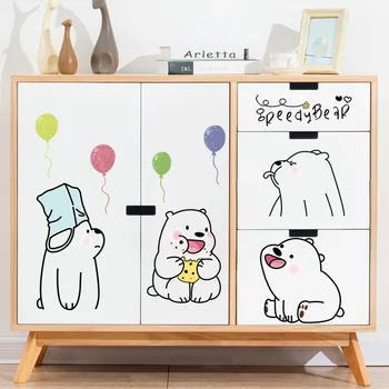 

Cartoon Cute Lazy Polar Bear Wall Stickers for Kids Room Living Room Home Decoration Background Children Room Wall Decals Poster