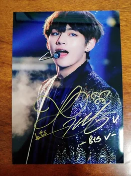 

hand signed Bangtan Boys V Kim Tae Hyung autographed photo LOVE YOURSELF 5*7 K-POP 012019A