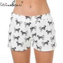 С принтом "Хаски" летние Пижамные Шорты пижамные штаны милый хлопок, юбка в складку, эластичный пояс, свободная одежда для сна, Пижама mujer S-XXL B73101