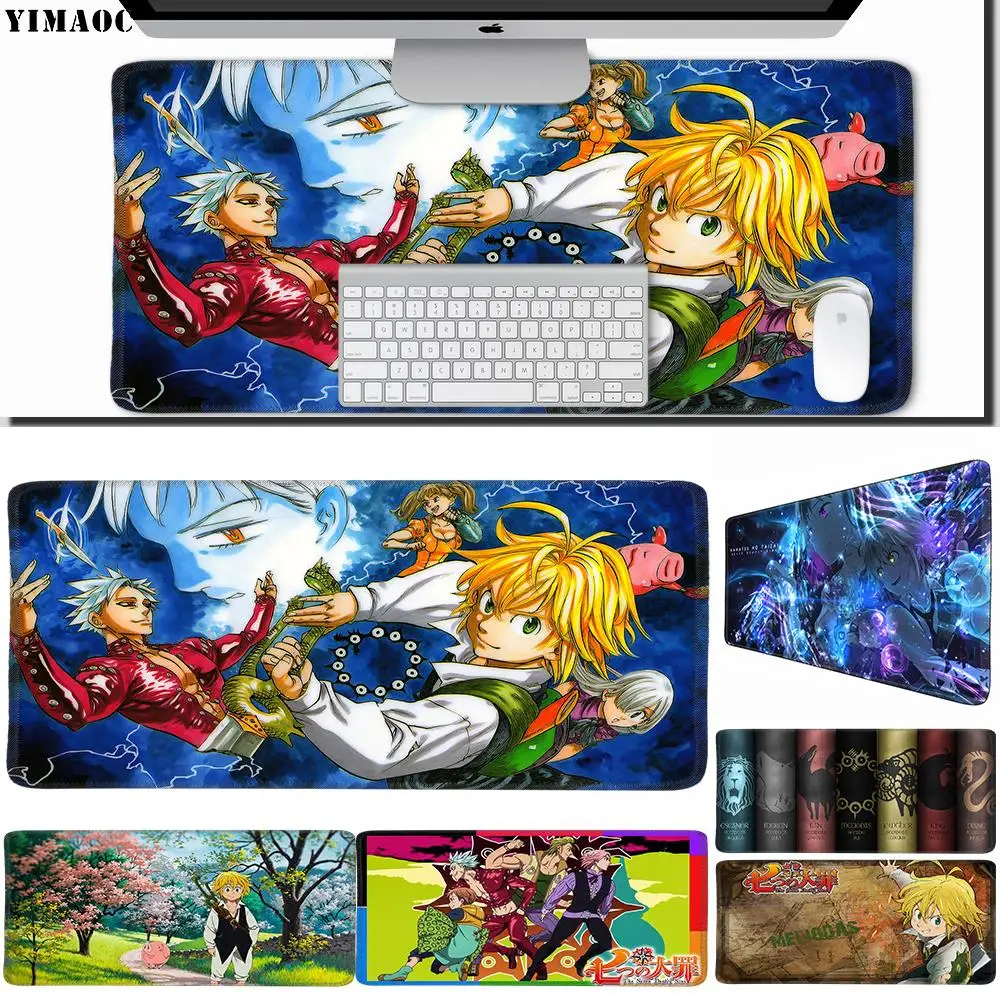 

YIMAOC 30*60 cm Large Mouse Pad Gamer Mousepad Rubber Gaming Desk Mat with Locking Edge Nanatsu No Taizai