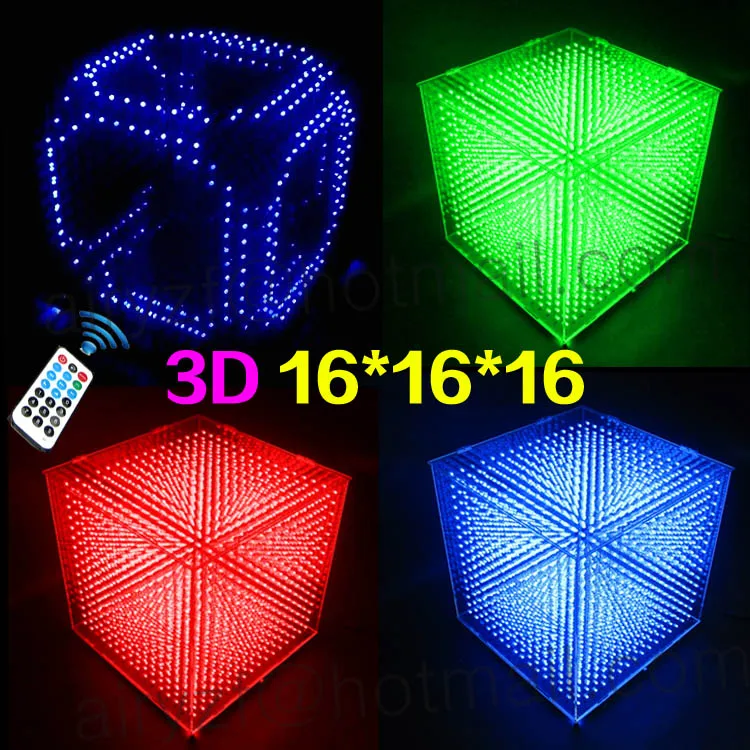 DIY 3D 16S LED Light Cubes  With Animation Effects /3D CUBES 16 16x16x16 3D LED /Kits/Junior,3D LED Display,Christmas Gift