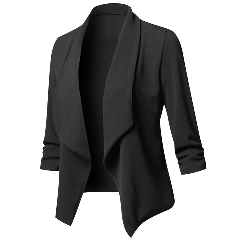 NEW Basic Solid Color Fashion Women 3/4 Sleeve None Button Woman Slim