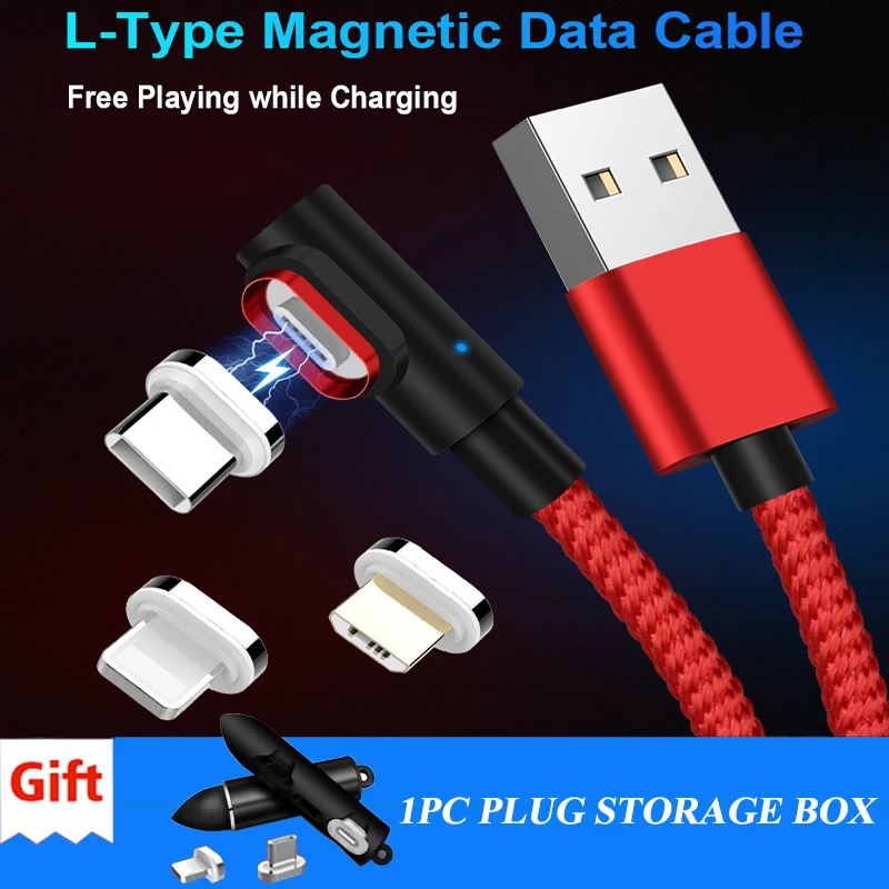 

90 Degree Magnetic Charging Cable Micro USB Fast Charger Type C Cable For Iphone X XS Max XR 8 7 6S 6 Charger Magnet Phone Cable