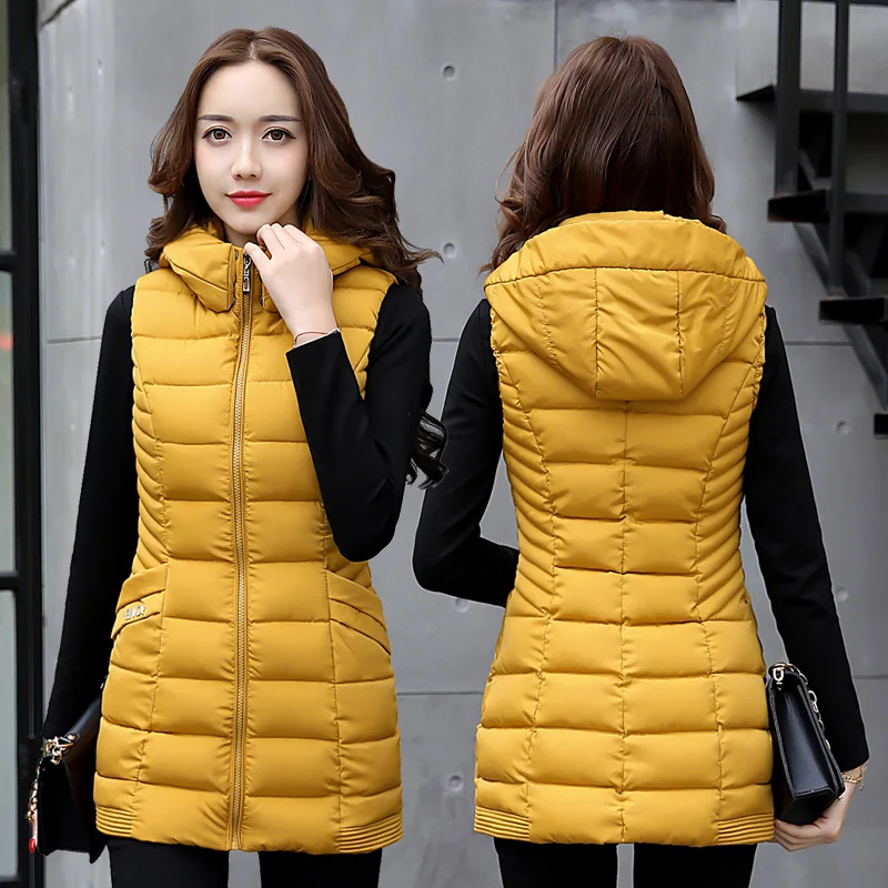 Hndjxxxy 2019 New Arrival Women Winter Vest Women Long Vest Jacket