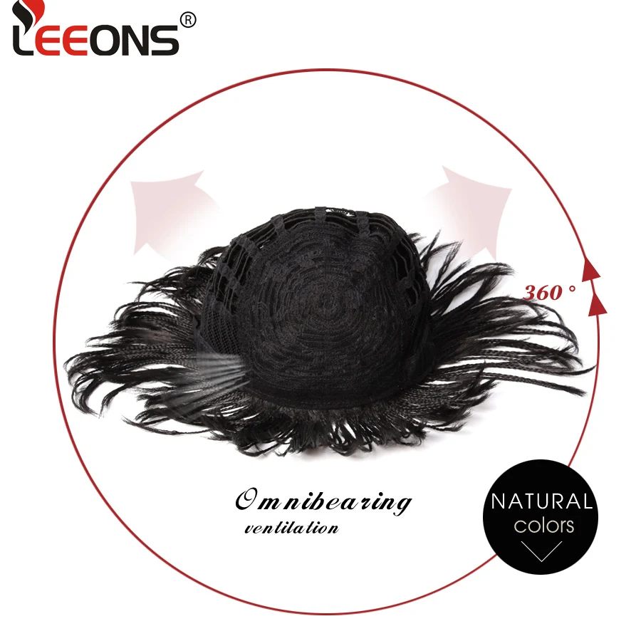 Leeons натуральные черные плетеные парики с челкой летние короткие парики для женщин коробка коса африканский парик термостойкие синтетические волокна