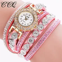 CCQ New Arrival 2017 Women Fashion Casual Analog Quartz Women Rhinestone Watch Bracelet Watch Gift Creative