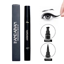 HANDAIYAN, двухсторонняя Черная Подводка для глаз, жидкая подводка для глаз, карандаш с печатью, водонепроницаемый, легко носить, Стойкая подводка для глаз, штамп TSLM1