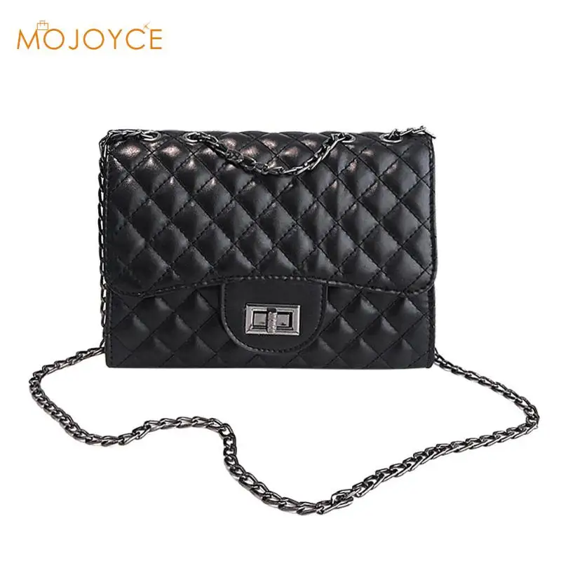 

2019 Black Women Shoulder Bags Female Party Crossbody Chain Bag Plaid Handbag Quilted Sac A Main Femme Women Leather Handbags