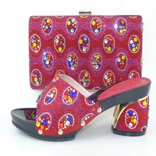 Italienische African frauen Party Schuhe Und Tasche Sets Mit Steinen Pumpt Rote Passenden Schuhe Und Taschen TH16-60.
