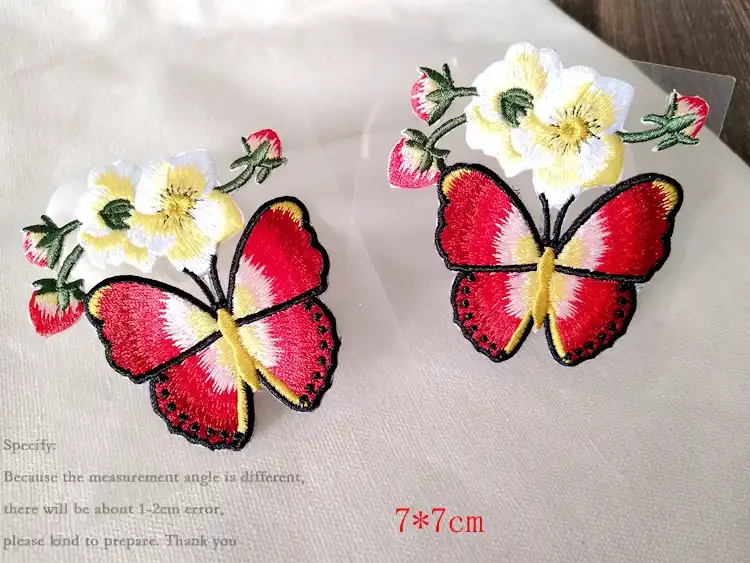 DIY 2PCS Embroidered Butterfly Applique Iron On Sew On Patch Clothing DIY 2PCS Embroidered Butterfly Applique Iron On Sew On Patch Clothing