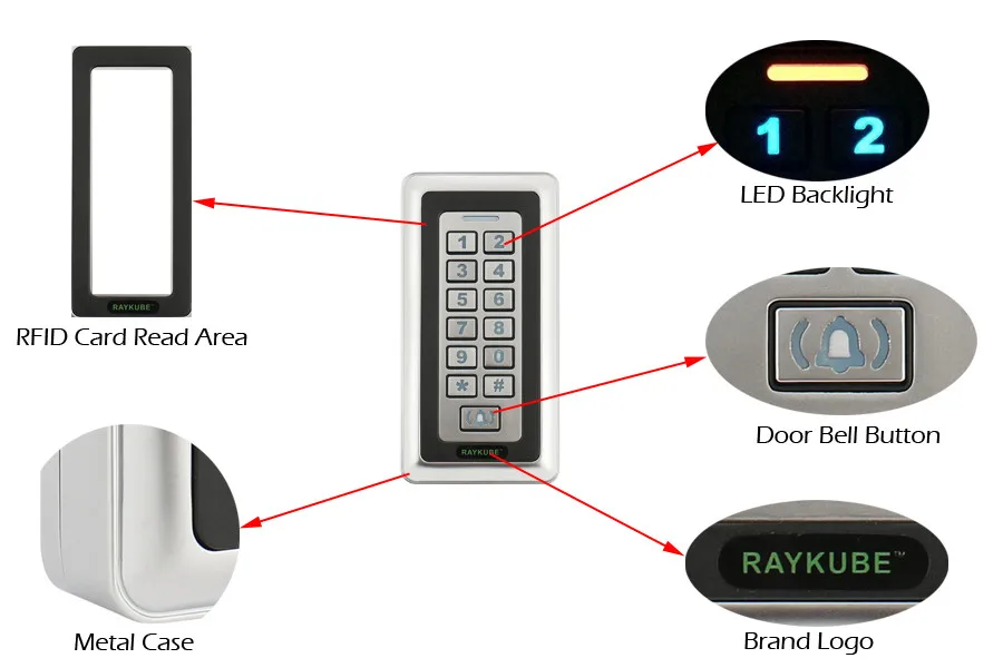 RAYKUBE пароль клавиатуры RFID 125HKz считыватель металлический чехол для система контроля допуска к двери R-K03