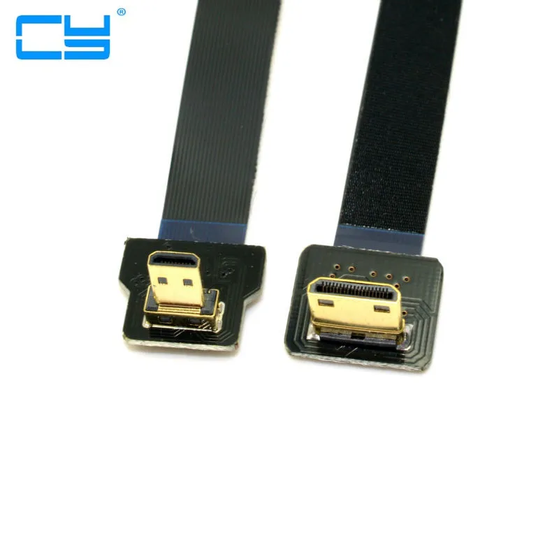 

20 cm FPV 90 Graus Micro HDMI Macho para Mini HDMI FPC Flat Cable para GOPRO Multicopter Fotografia Aerea
