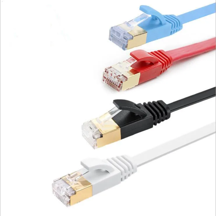 

Cat7 network cable 7 type flat wire network jumper gigabit high speed oxygen-free copper gold-plated red manufacturers superior