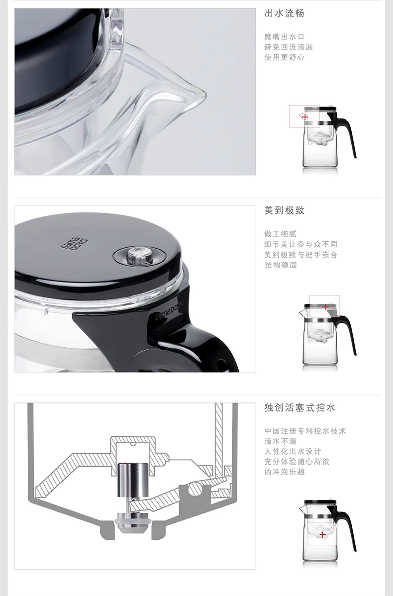 [GRANDNESS] Samadoyo E-01 высококачественный Gongfu Чайник и кружка 500 мл стеклянный чайник SAMA художественная чайная чашка